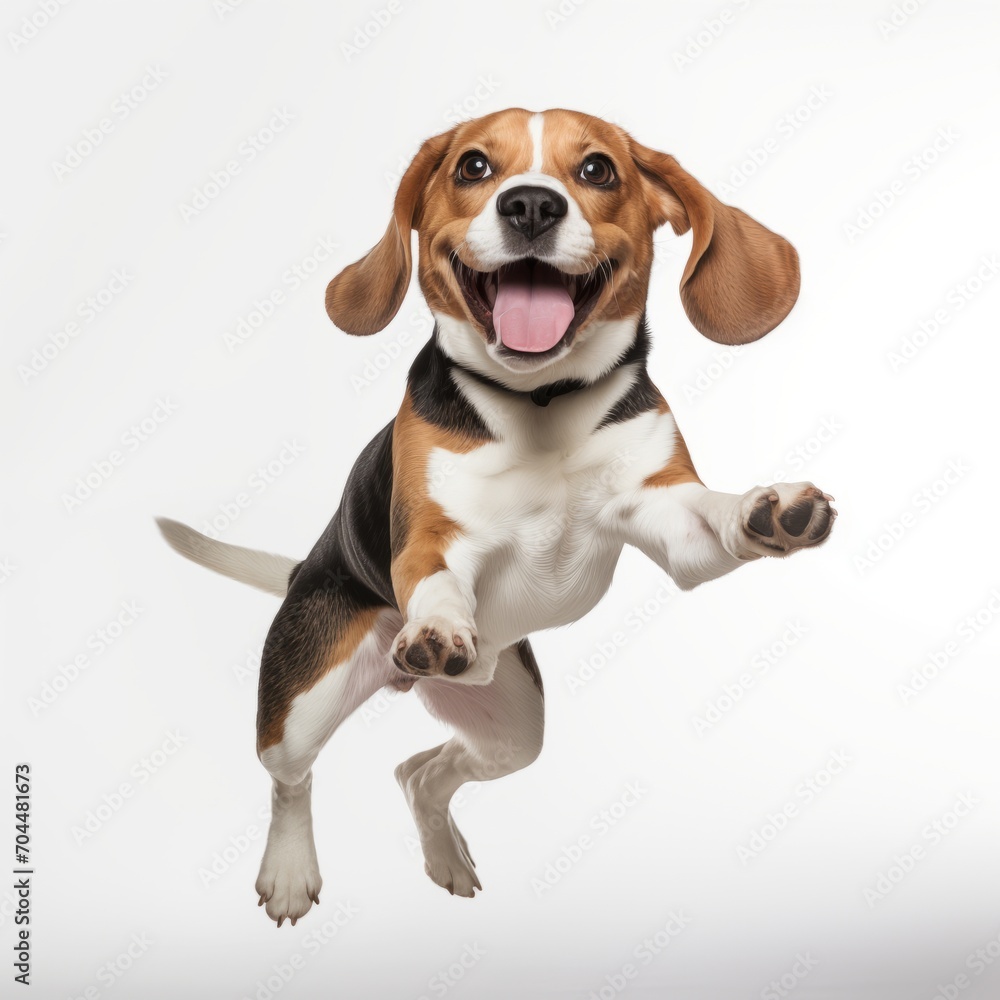 Happy Beagle on a white background