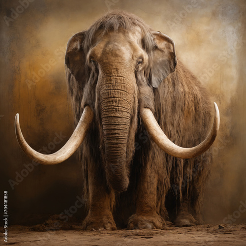 Mammoth on a brown wall background