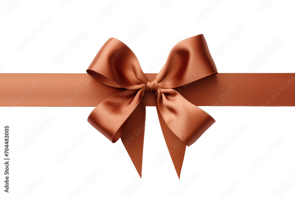 Silk brown ribbon with bow isolated Silk brown ribbon with bow isolated