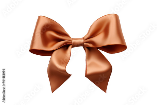 Silk brown ribbon with bow isolated