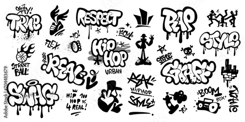 Graffiti street art hip hop style isolated vector graphic icons   lettering vector design element background