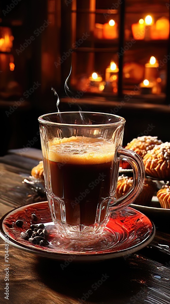 A Close-up of a Freshly Brewed Cup of Coffee with a Plume of Steam Rising From The Surface A Close-up of a Freshly Brewed Cup of Coffee with a Plume of Steam Rising From The Surface