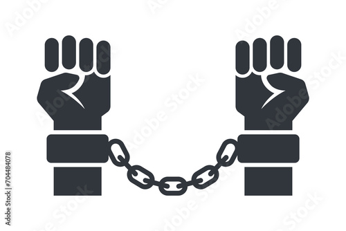 handcuffs black icon. flat vector illustration.