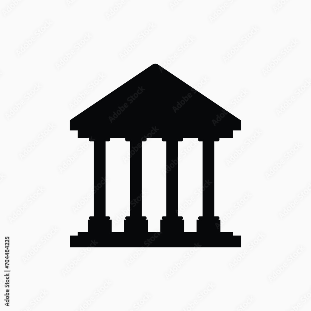 simple black silhouette spacing greek or roman building represent bank architecture icon