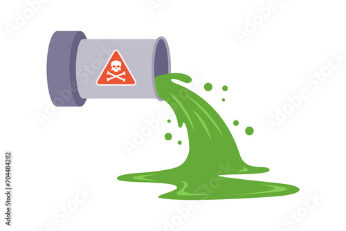 pipe with hazardous waste. flat vector illustration.