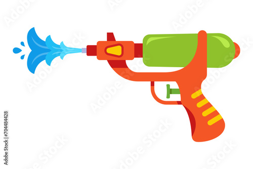 colored water pistol. flat vector illustration.