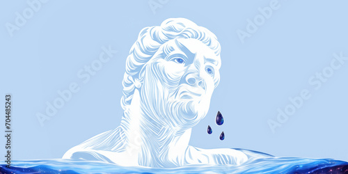 Ancient Greek man crying collage - History is lost photo