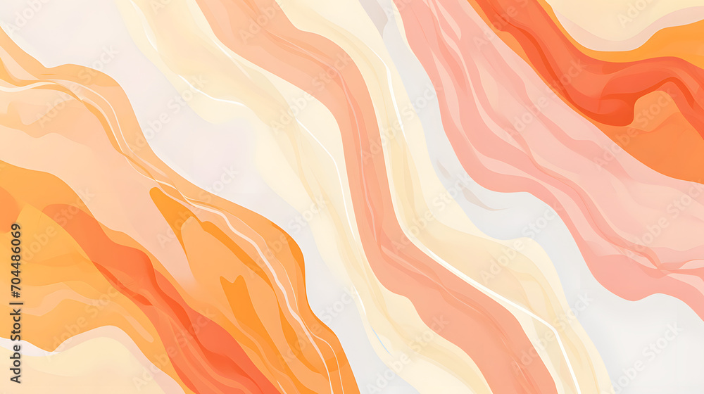 Pastel orange peach and custard shapeless Flat background abstract background with waves