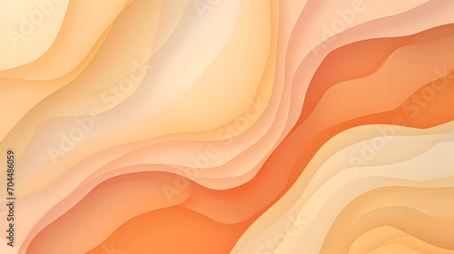 Pastel orange peach and custard shapeless Flat background abstract background with waves photo