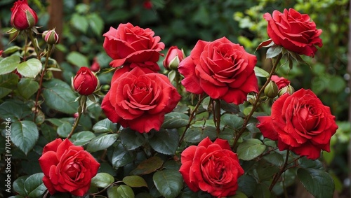 Red roses in garden.