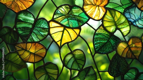 Stained glass window background with colorful abstract.