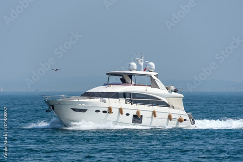 Fast motor yacht in navigation, sea view © aapsky
