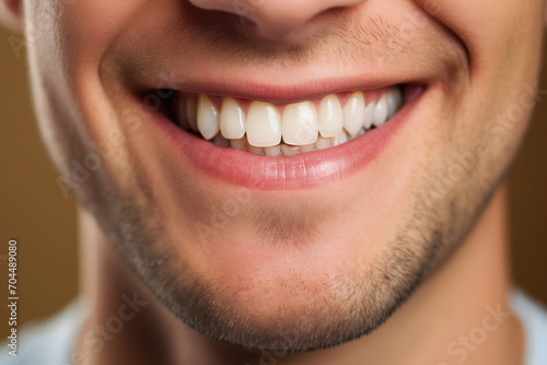 Smiling young man mouth with healthy teeth, close up