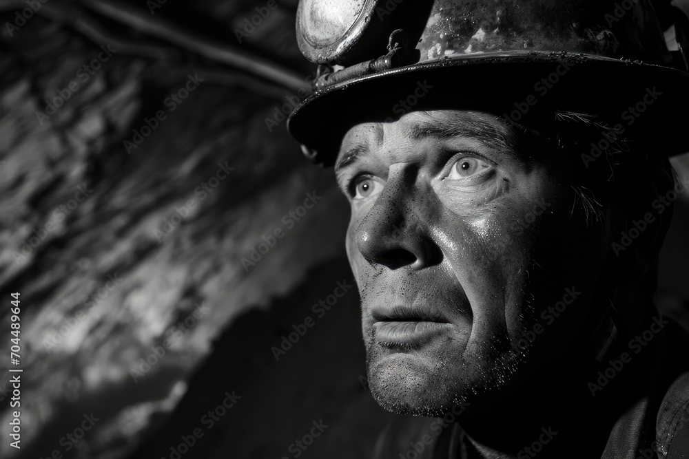 A rugged man with a weathered face and a monochrome hat stands stoically on a dark street, his wrinkled features hidden behind a helmet A rugged man with a weathered face and a monochrome hat stands stoically on a dark street, his wrinkled features hidden behind a helmet