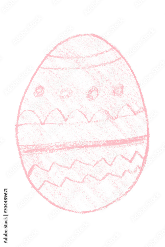 Drawing pink Easter eggs isolated on transparent background.