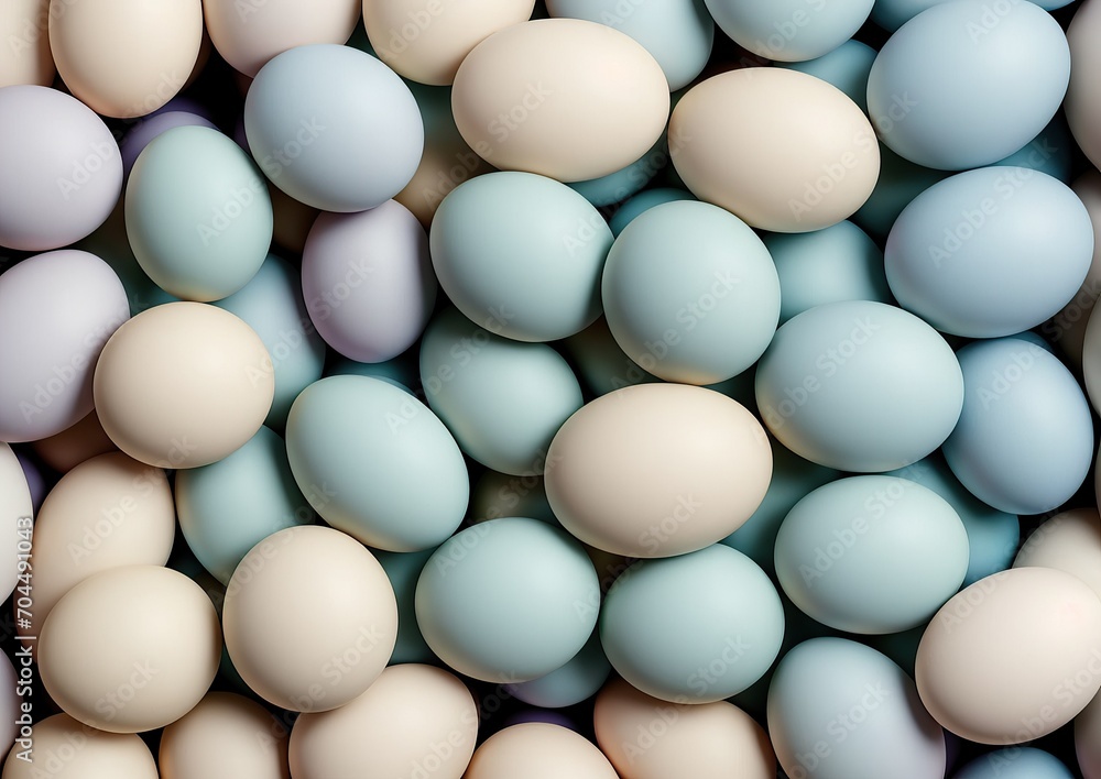 Eggs background with copy space, Ester holiday postcard concept. Generative AI Eggs background with copy space, Ester holiday postcard concept. Generative AI