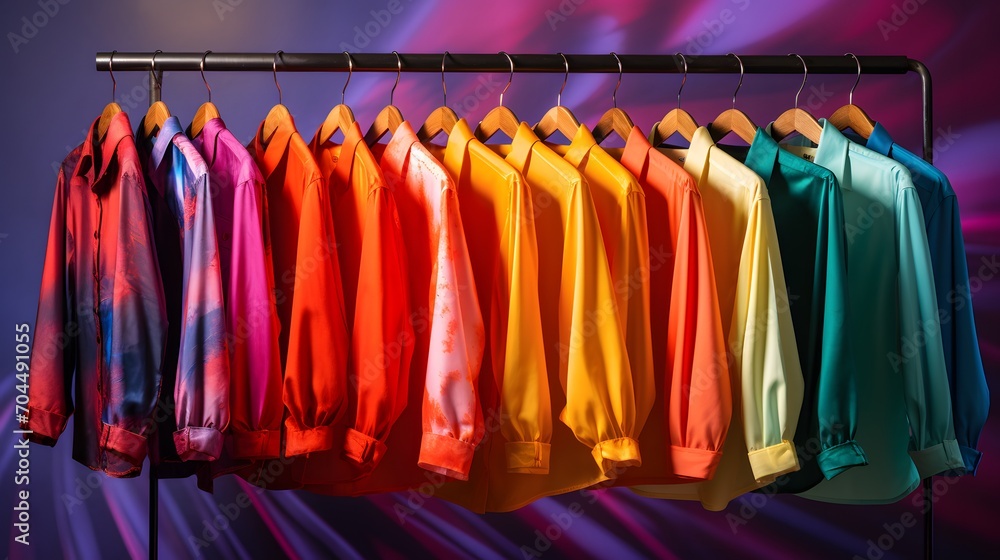women colorful shirts hanging on outlet