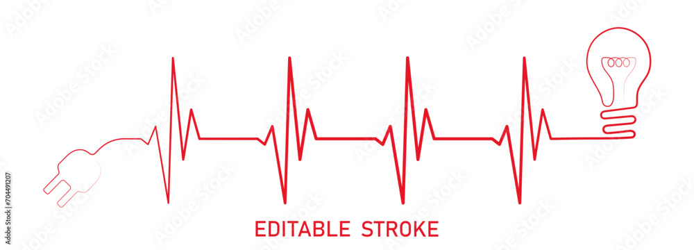 Editable heart rhythm idea illustration with lightbulb, heartbeat line vector design to use in healthcare, business idea, healthy lifestyle, medicine and ekg concept illustration projects. Editable heart rhythm idea illustration with lightbulb, heartbeat line vector design to use in healthcare, business idea, healthy lifestyle, medicine and ekg concept illustration projects.