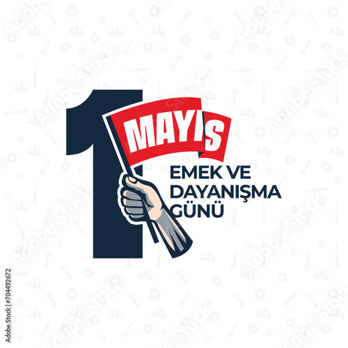 1 Mayıs Emek ve Dayanışma Günü (1th Internationl May Labor Day) typography emblem