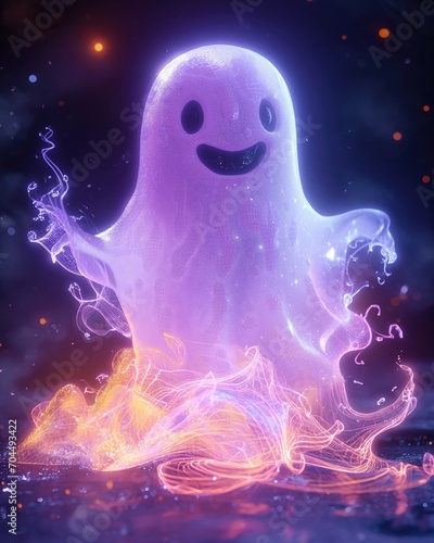 Cute Kawaii 3D Ghost Character