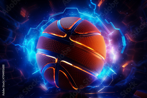 a basketball in 3d style, futuristic sports concept © h3bs