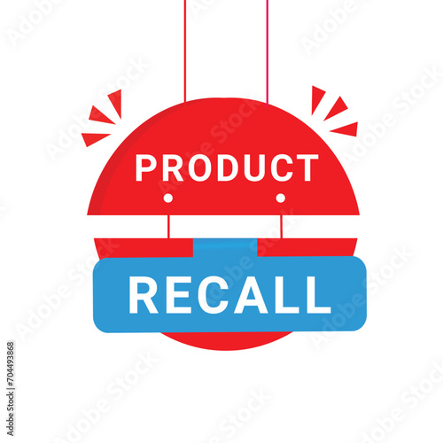 Product recall, banner, label icon. Design for announcement. Flat vector sign.