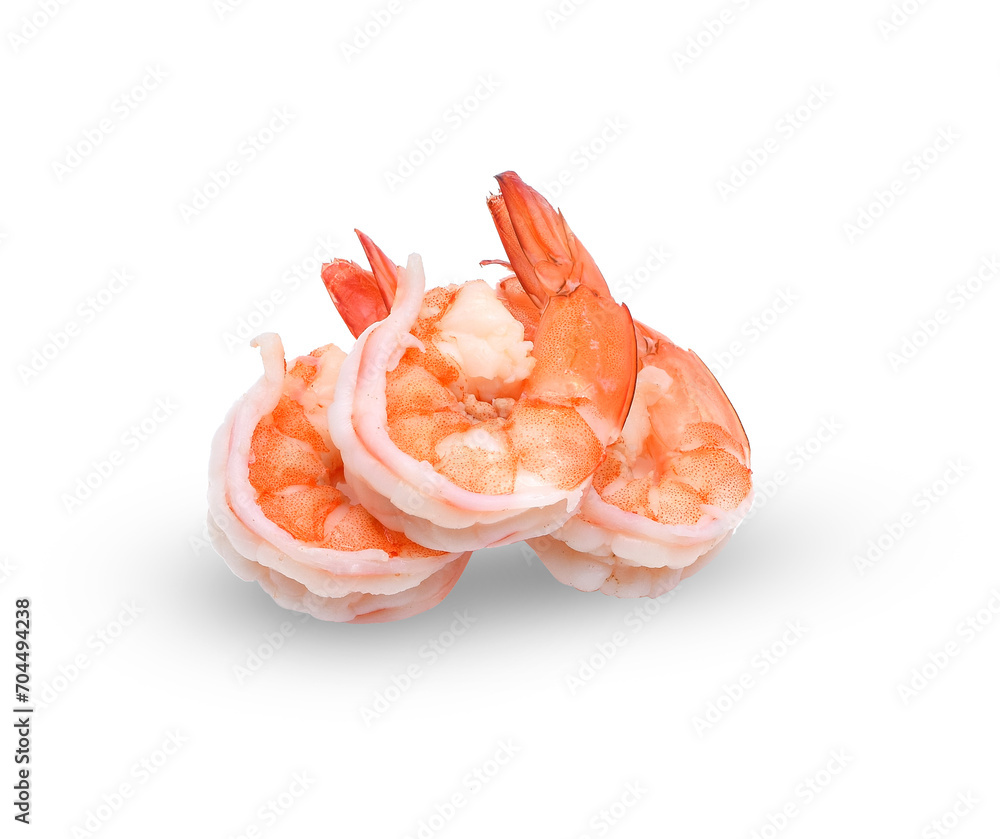 Boiled shrimp isolated on  white background.Tiger shrimp. Prawn isolated on a white background. Seafood