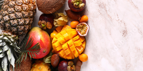 Fototapeta Naklejka Na Ścianę i Meble -  tropical fruits assorted coconut and pineapple