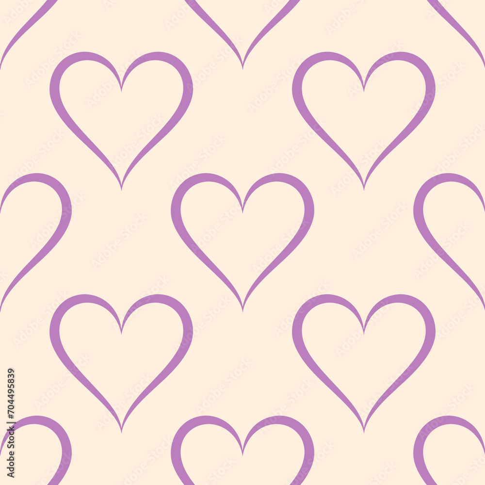 Valentine pattern seamless heart shape purple colors background.