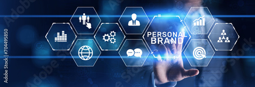 Personal branding development marketing concept on virtual screen.