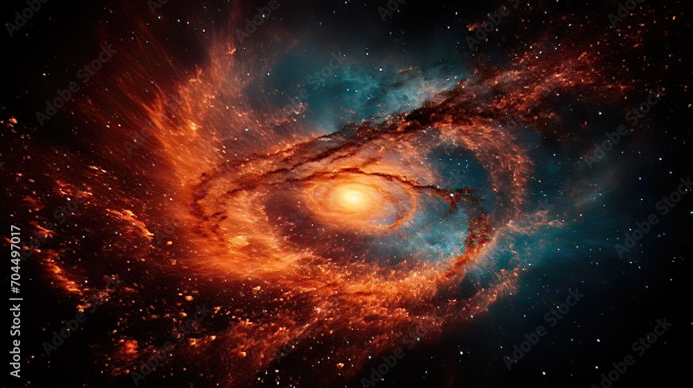 Fototapeta premium A Close-up of a Swirling Nebula with a Star-Filled Background