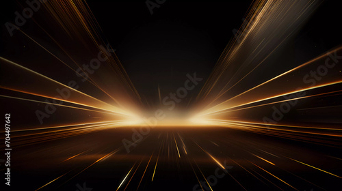 Luxury background with golden line decoration and light rays effects element with bokeh. Award ceremony design concept 