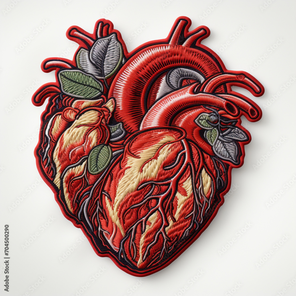 Naklejka premium embroidered heart icon on isolated transparent background png