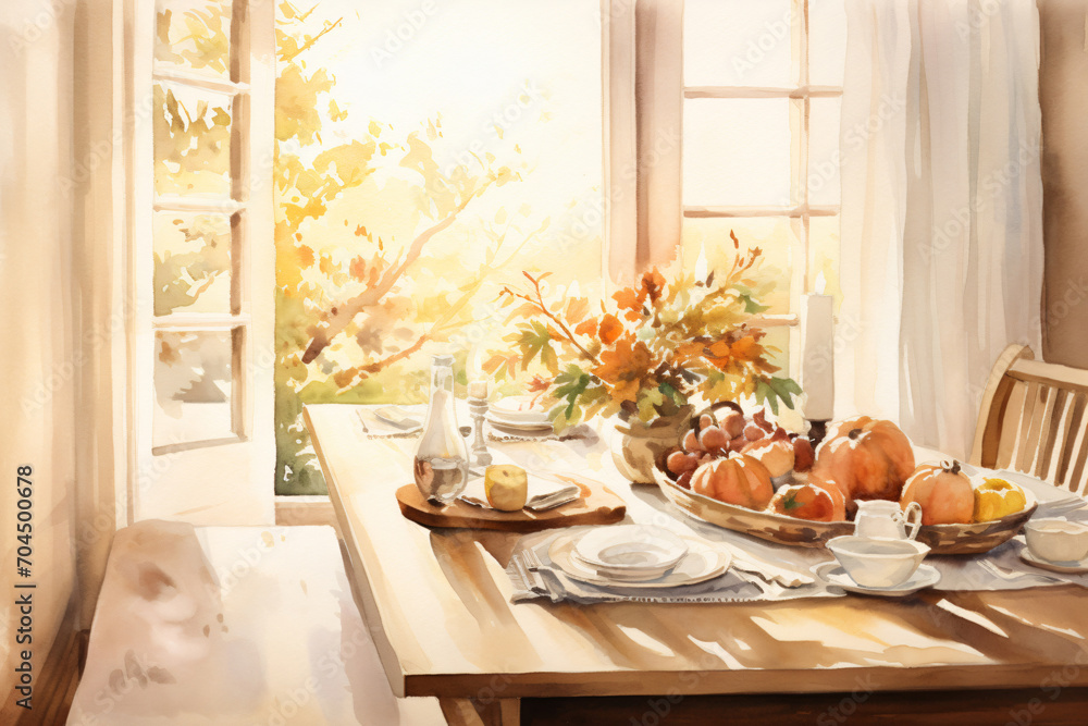 Fall, Autumn, Thanksgiving watercolor background Fall, Autumn, Thanksgiving watercolor background