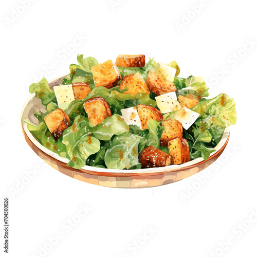 Wallpaper Mural Caesar salad with parmesan watercolor illustration png isolated on a transparent background, food clipart  Torontodigital.ca