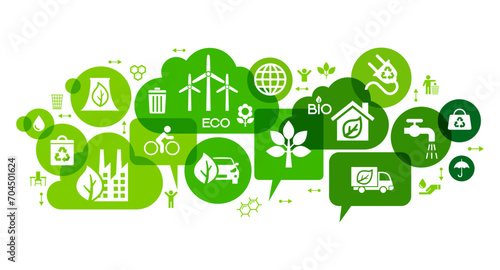 Ecology Infographics design elements. Template with eco icons. Climate strategy background