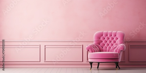 Pink velvet armchair with an empty frame