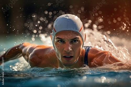 Man athlete, swimming shot by EOS-1D X Mark II EF600mm f/4L IS III USM f/5.0 ISO 6400