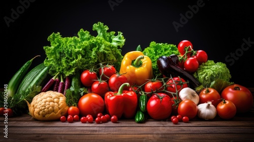 Photo of vegetables  fruits and vegetables  beautifully vivid  light background 