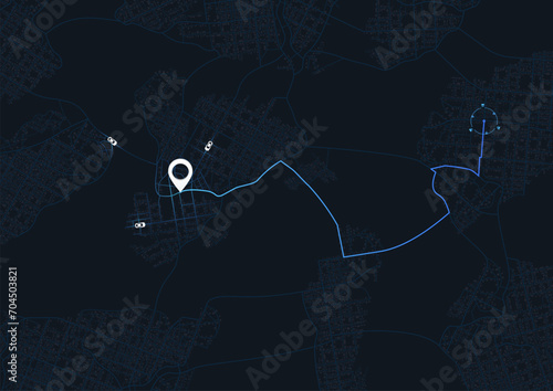 Passenger location sharing for taxi driver. Pick up taxi. Gps map navigation. Detailed view of city or horizontal map. City top view. Online navigation. Editable vector illustration