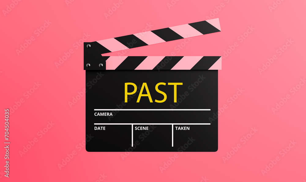 movie clapper board and past