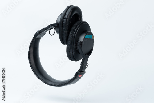 Professional black headphones studio monitor