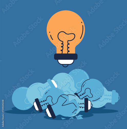 New creative idea lightbulb startup innovation concept. Vector graphic design illustration element