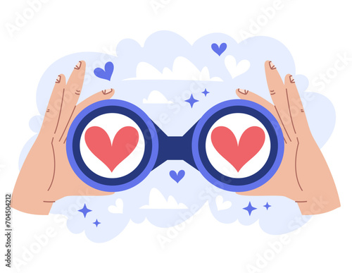 Love valentine's day  binocular glasses concept. Vector graphic design illustration
