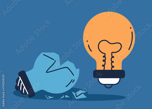 New creative idea lightbulb startup innovation concept. Vector graphic design illustration element