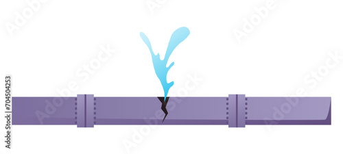 Broken city water pipe pipeline burst break plumbing concept. Vector flat graphic design illustration