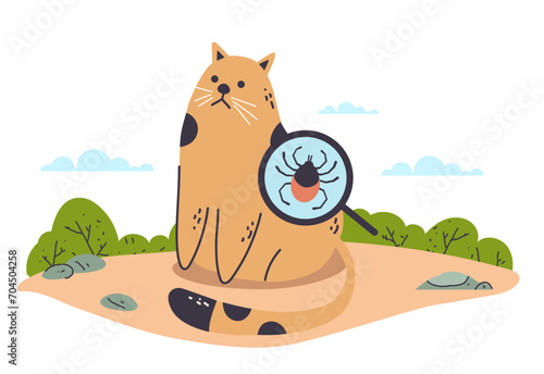 Animal pet dog cat tick attack season concept. Vector graphic design element illustration