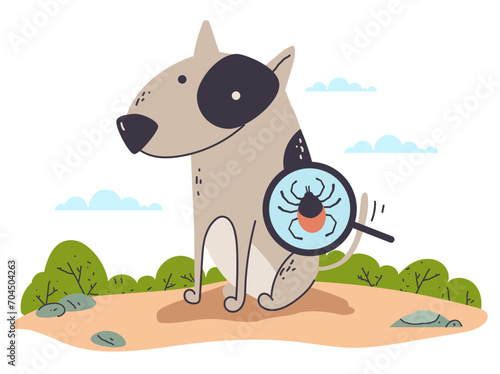 Animal pet dog cat tick attack season concept. Vector graphic design element illustration