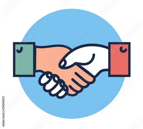 Hand shake handshake partnership relationship agreement line art symbol concept. Vector graphic design illustration element