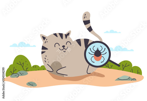 Animal pet dog cat tick attack season concept. Vector graphic design element illustration